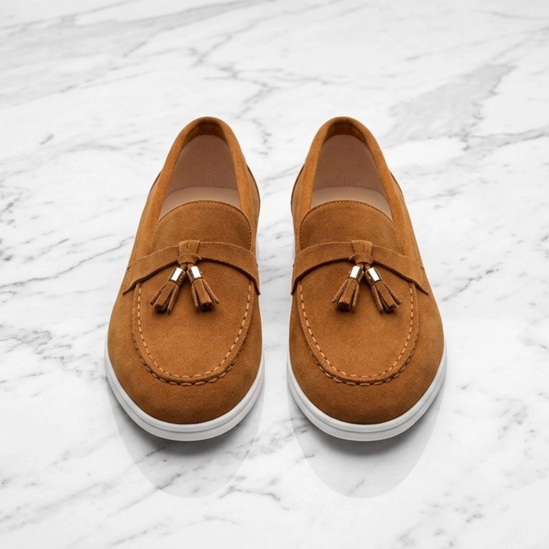 Loro Piana Summer Walk Suede Loafers with Tassels