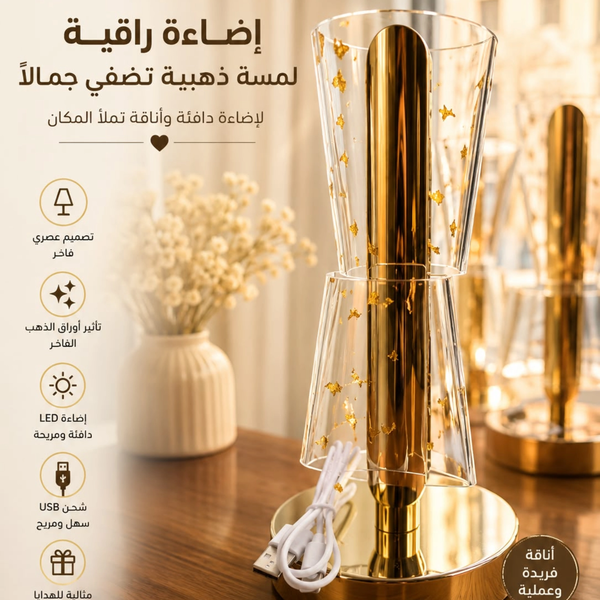 انارة  تيبلامب ذهبي 20سم