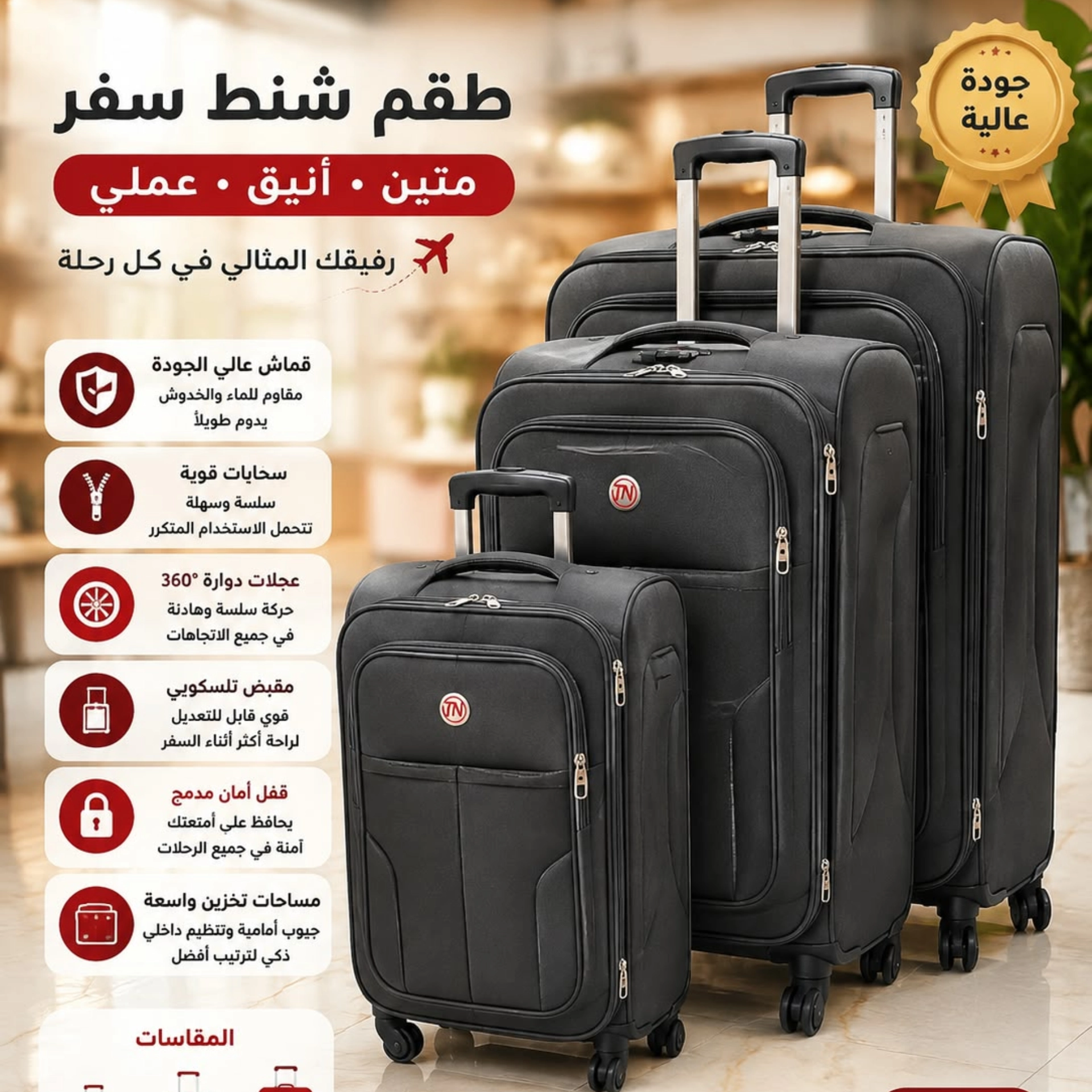 حقائب سفر كتان 3 قطع  2