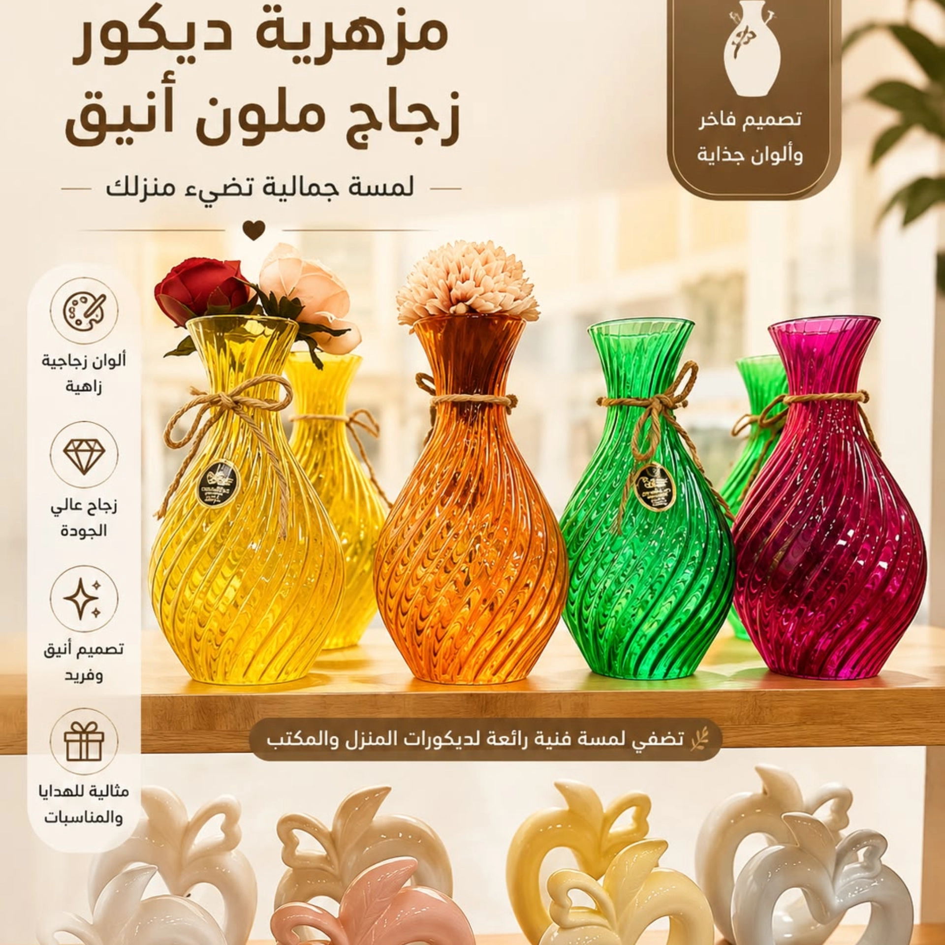 مزهرية زجاج 22سم