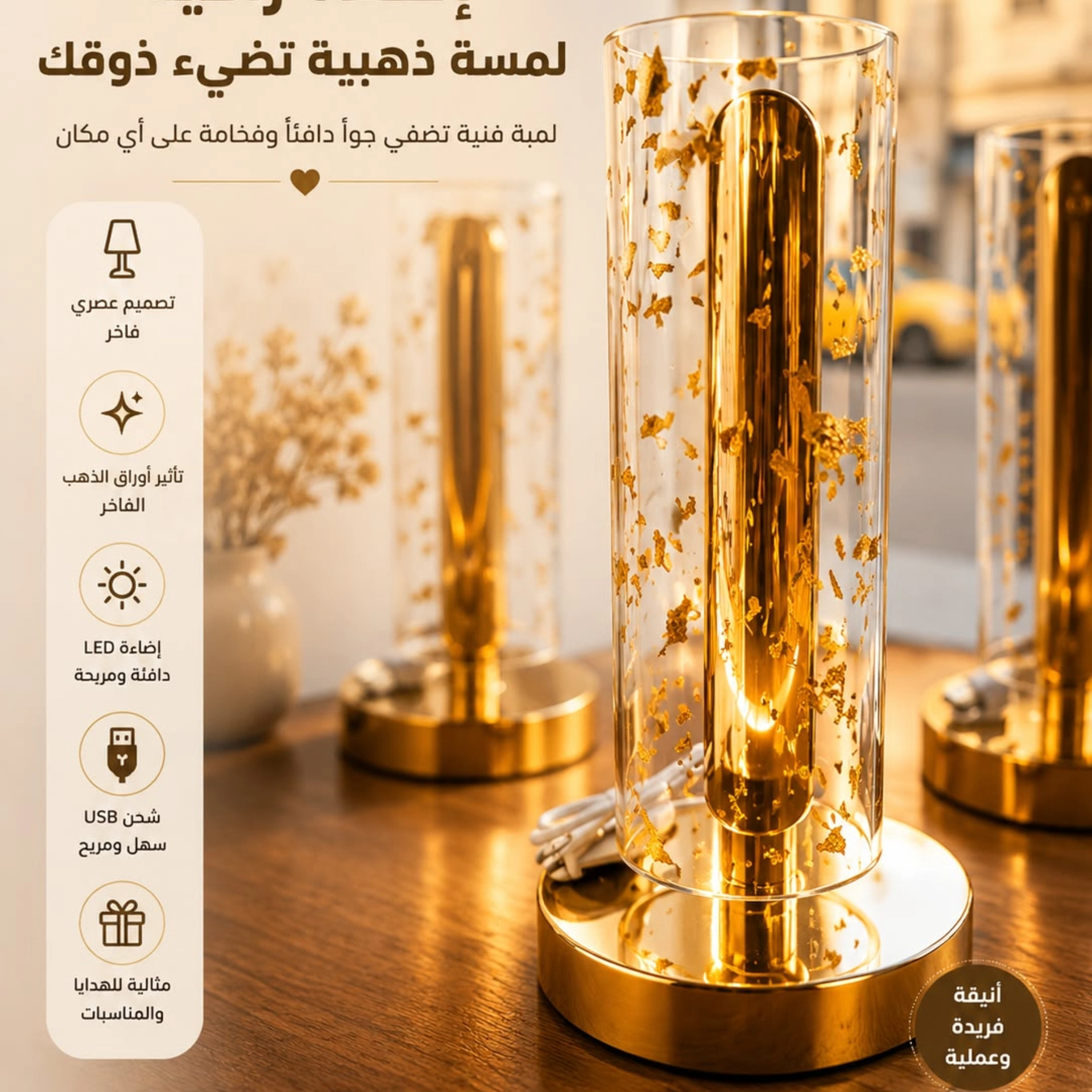 انارة  تيبلامب ذهبي 20سم 2