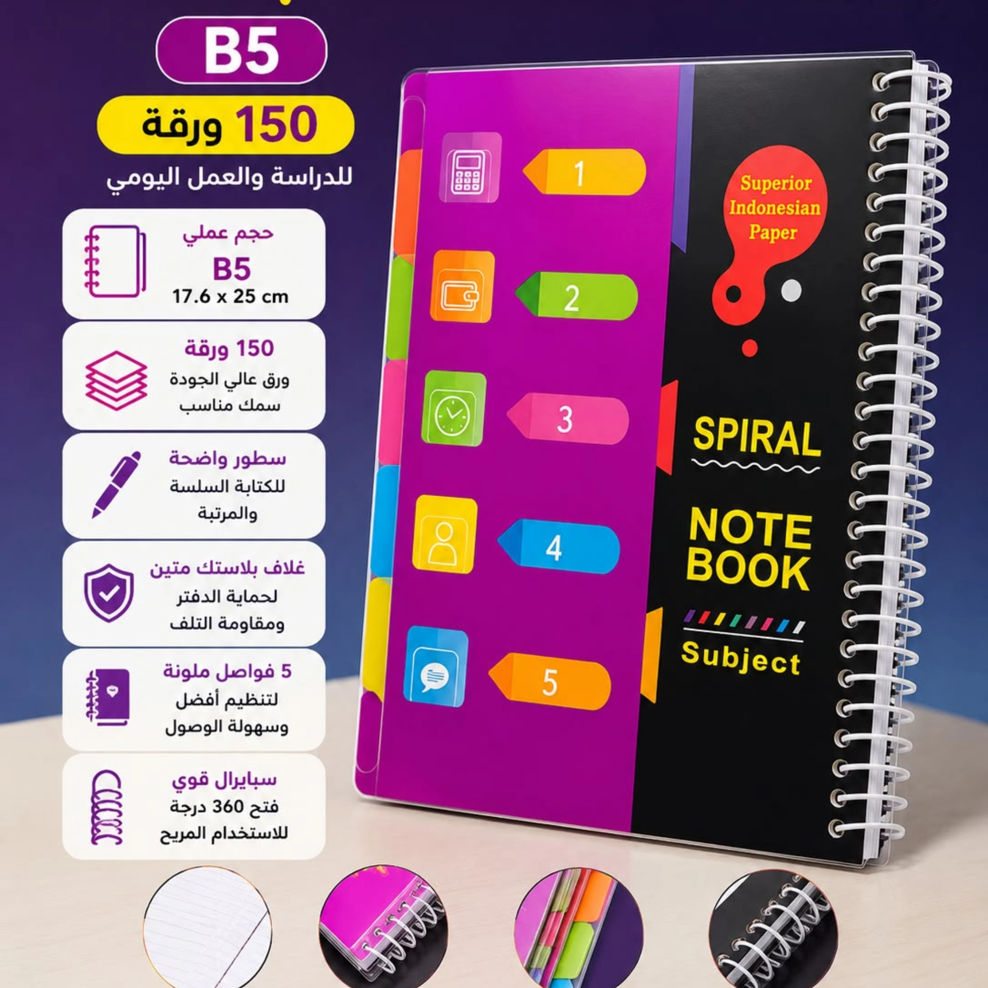دفتر 150 بلاستك مخرم 