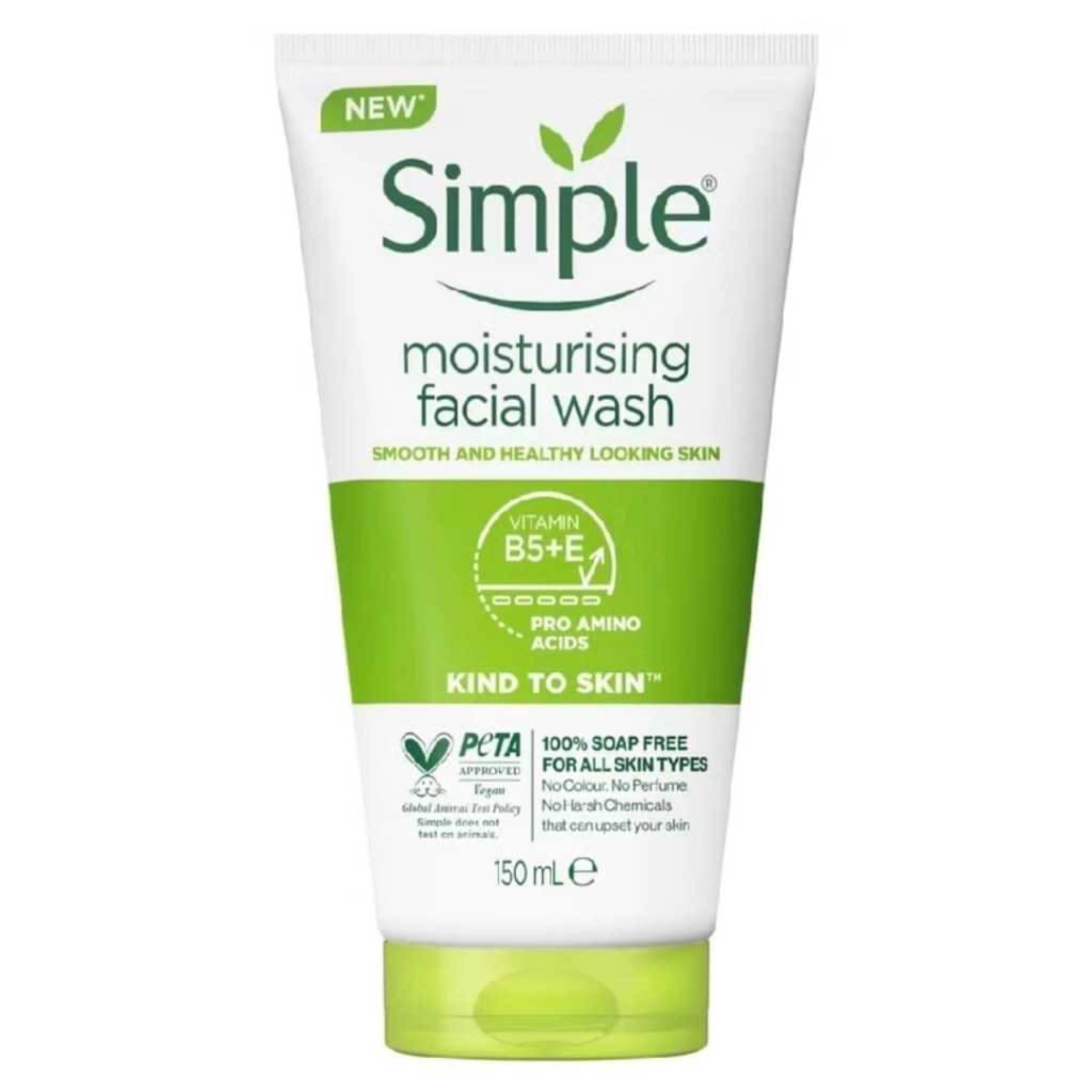 Simple kind to skin moisturizing facial wash