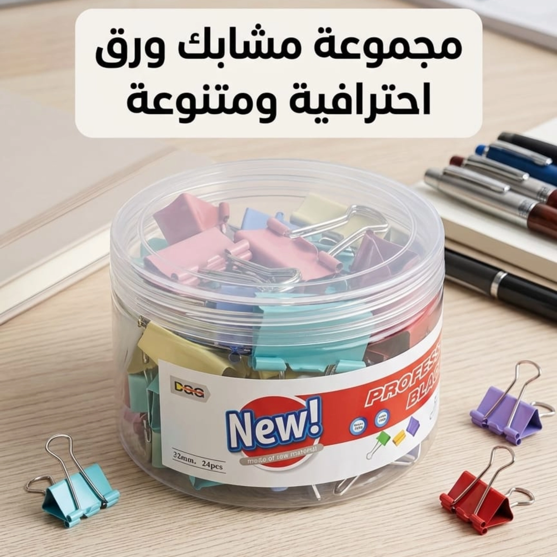 مشابك ورق ملونة 32ml و 25ml